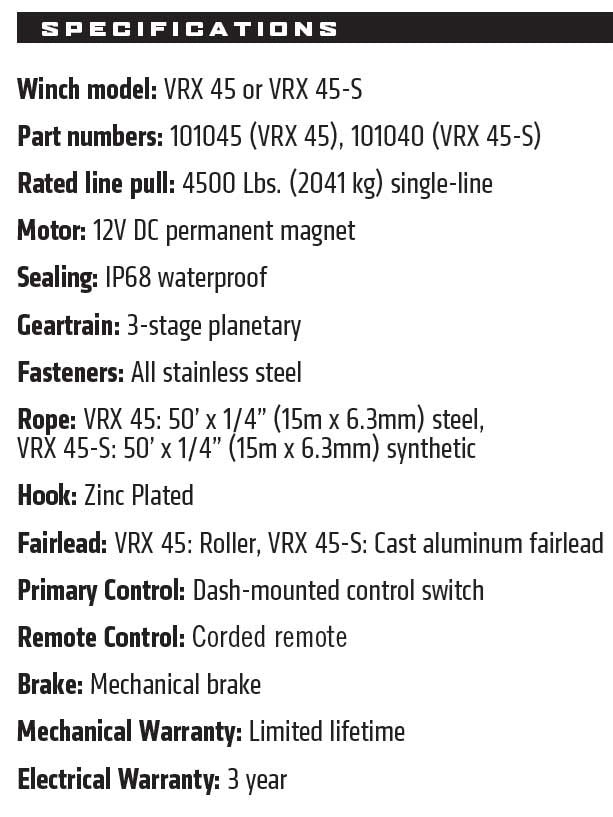 WARN VRX 45 POWERSPORT WINCH