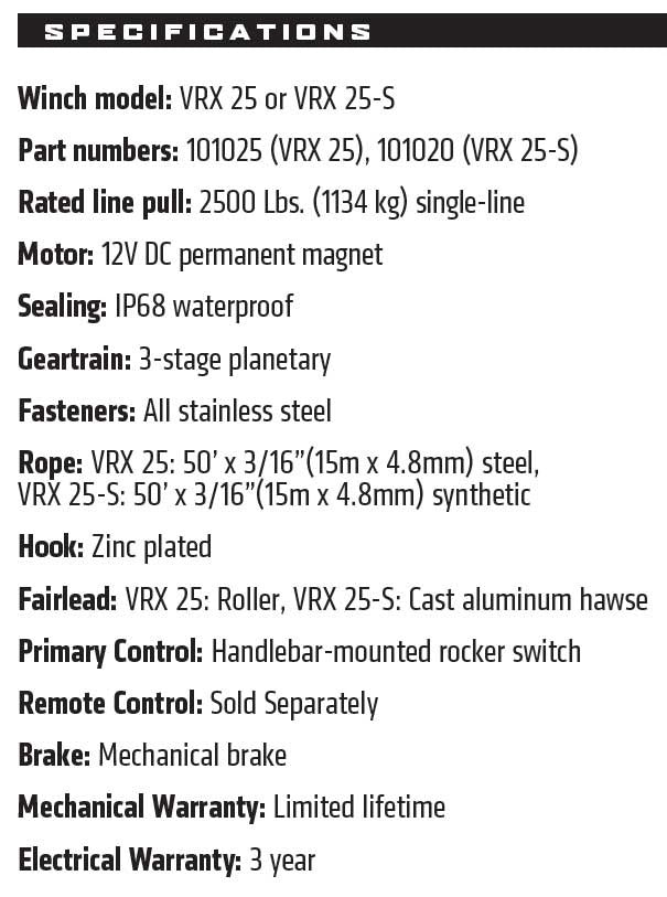 WARN VRX 25 POWERSPORTS WINCH