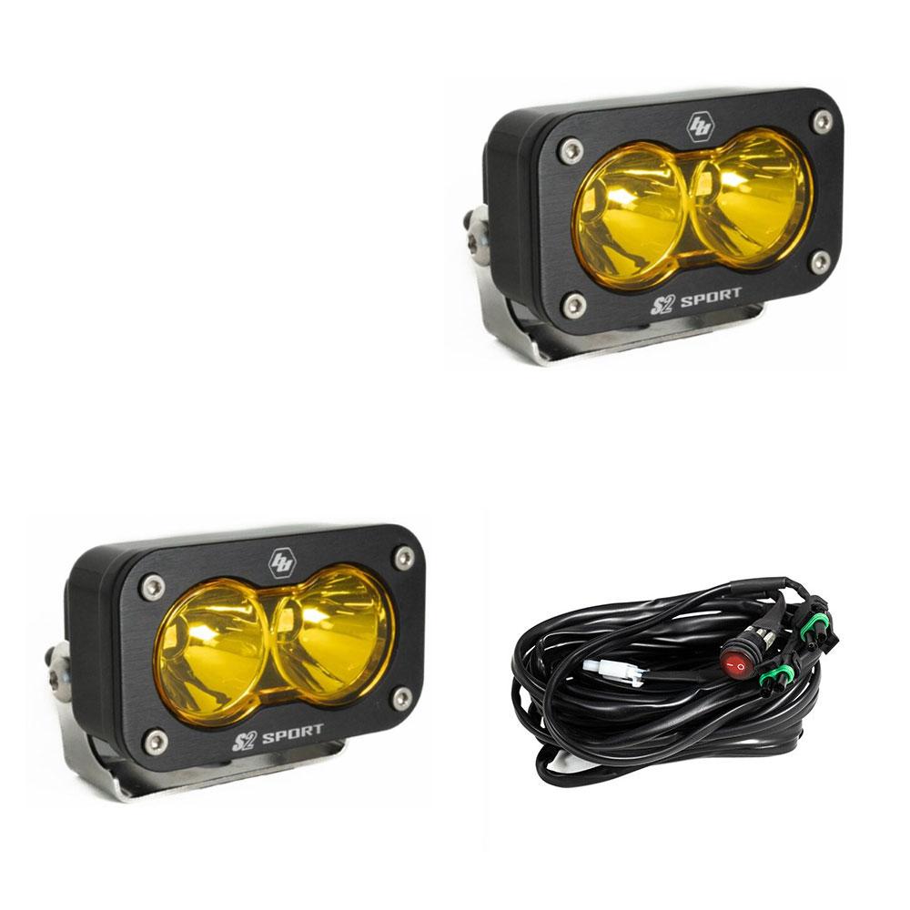 LED Work Light Amber Lens Spot Pattern Pair S2 Sport Baja Designs