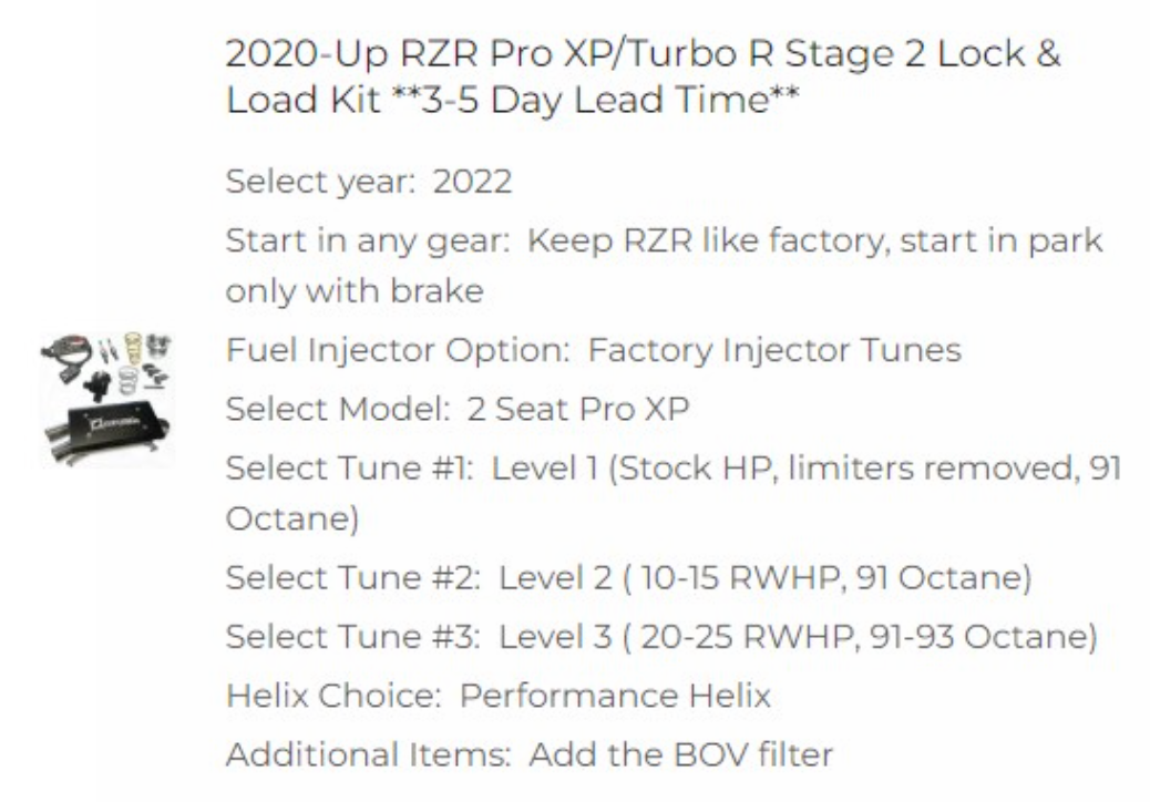 AA 2020-Up RZR Pro XP/Turbo R Stage 2 Lock & Load Kit Custom Options for MS