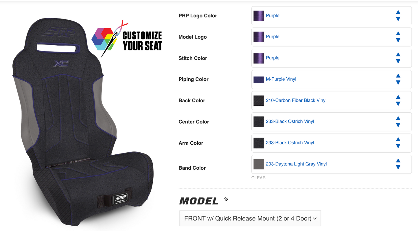 Custom PRP XC Front Seats RZR TURBO R for SP