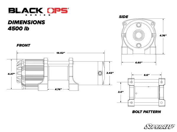 Super ATV 4500 LB. UTV/ATV WINCH (WITH WIRELESS REMOTE & SYNTHETIC ROPE)